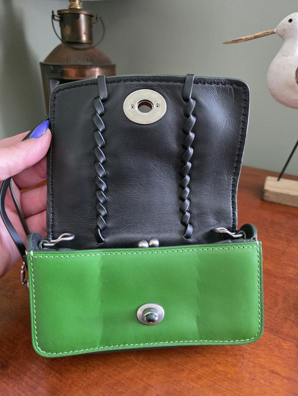 Coach 1941 86819 Dinkier Green Snakeskin Whipstitch Leather Crossbody Bag - Picture 13 of 16